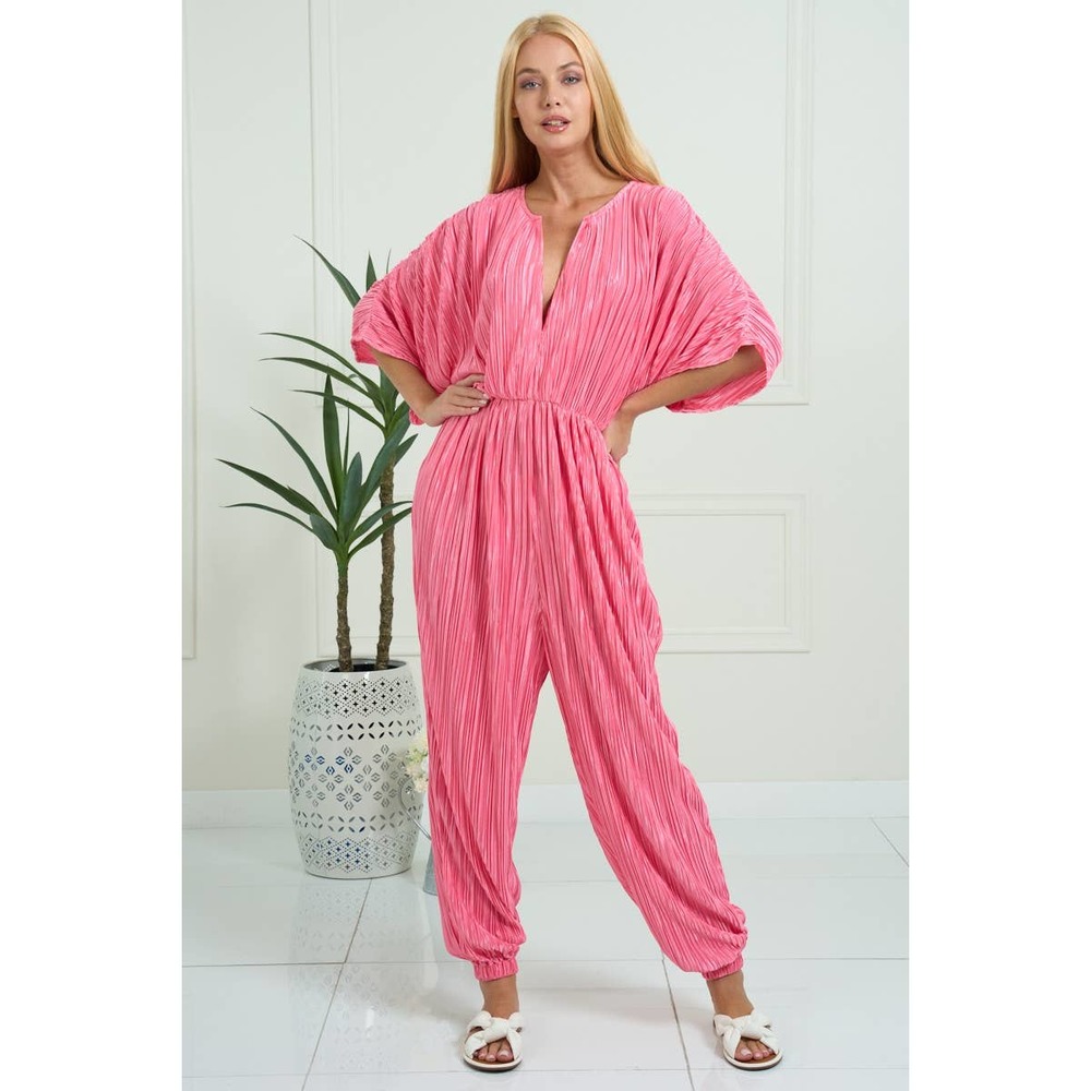 PLATTED JOGGER JUMPSUIT